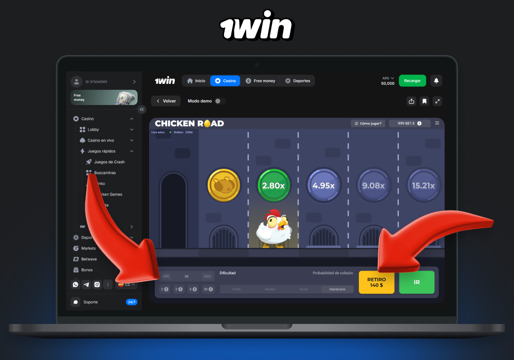 Para jugar a Chicken Road en 1win, regístrate y realiza un depósito