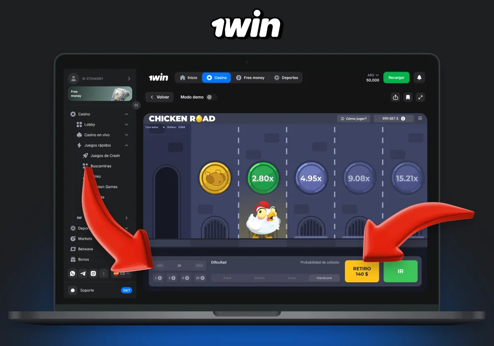 Para jugar a Chicken Road en 1win, regístrate y realiza un depósito