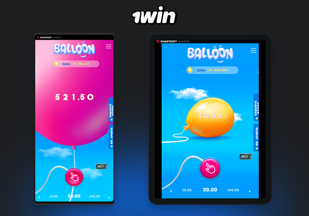 Descarga la app móvil de 1win y juega a Balloon en Android o iOS
