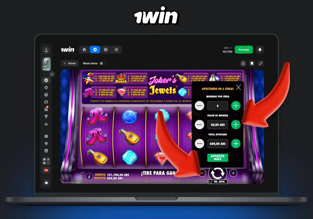 Para jugar a Joker Jewels en 1win Argentina, regístrate, realiza un depósito y establece tu apuesta