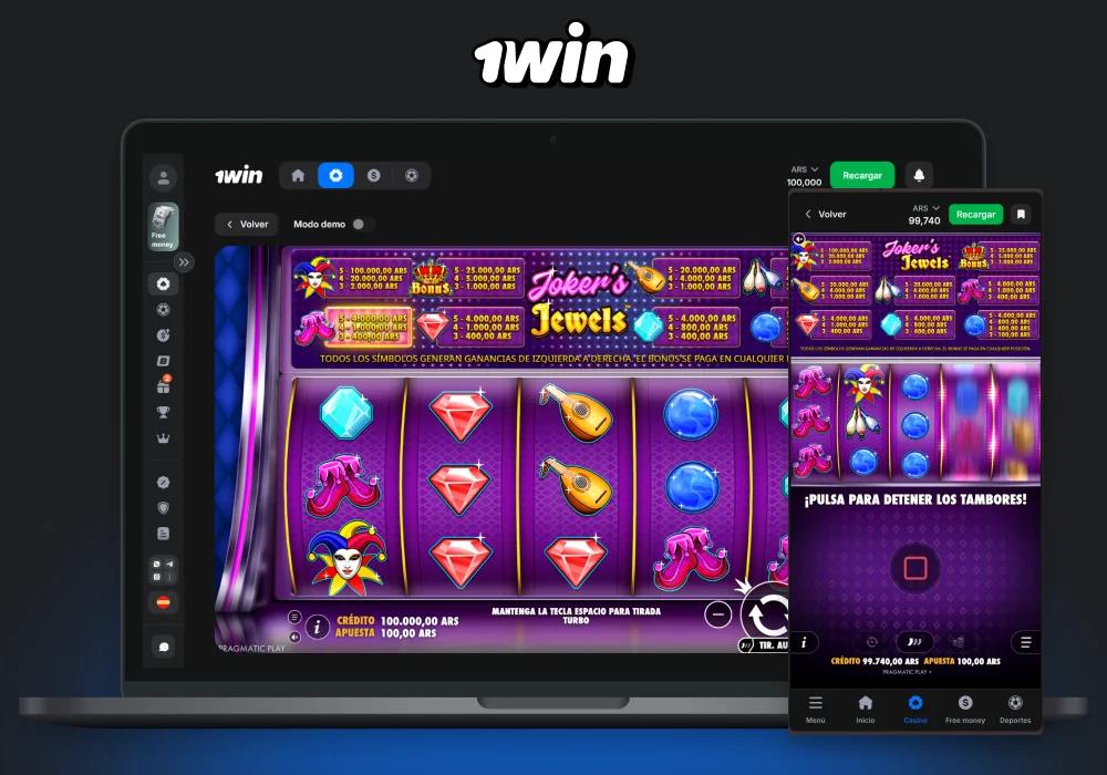 Joker Jewels en 1win Argentina ofrece juego con dinero real y un bono del 500 %